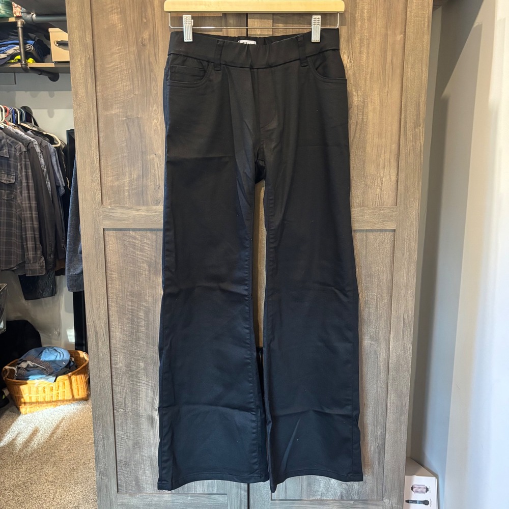 Flog Black Pull On Pants Boot Cut Flare Elastic Waist Size 27
